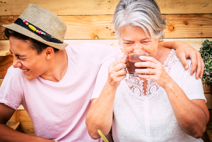 two people having a laugh